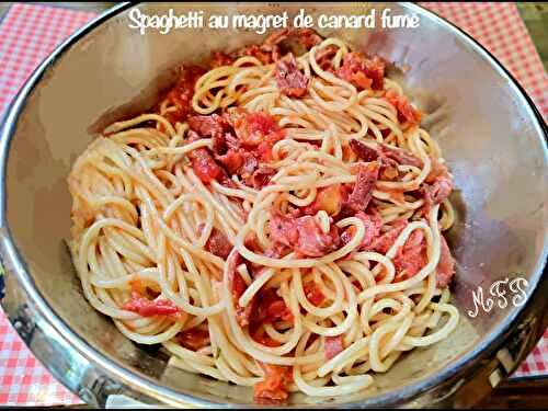 Spaghetti au magret de canard fumé