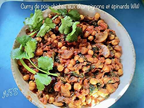 Curry de pois chiches aux champignons et épinards WW