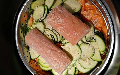 Saumon, carottes courgettes et riz de Thierry