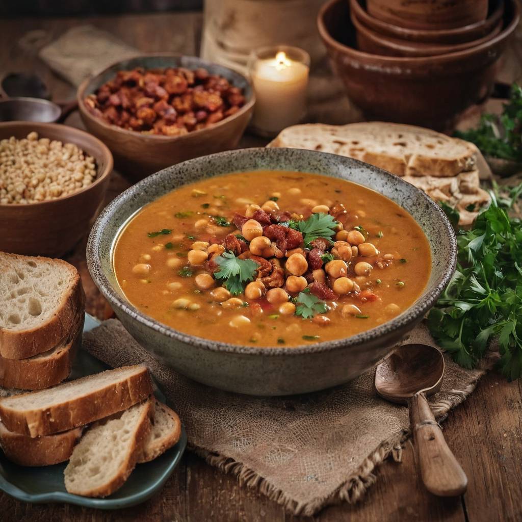 Soupe de Pois Chiches, Chorizo et Poireaux à l'autocuiseur Moulinex