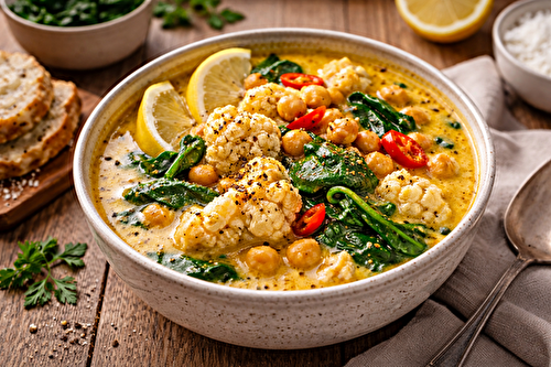 Curry onctueux de chou-fleur & pois chiches au cookéo