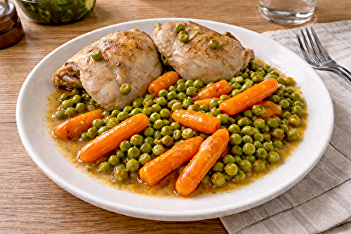 Poulet carottes et petits pois au vin blanc à l'autocuiseur Moulinex