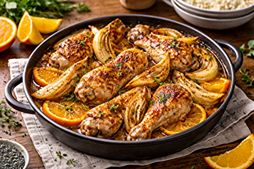 Pilons de poulet aux agrumes et fenouil fondant à l'autocuiseur Moulinex