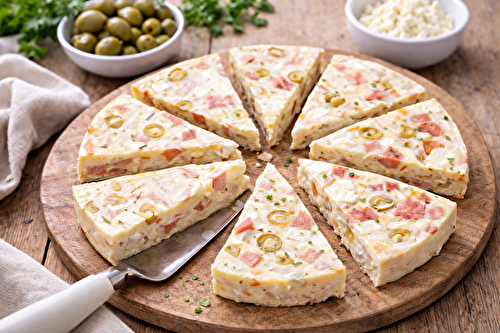 Flan salé jambon, olives vertes et feta au robot multi-cuiseur cookéo