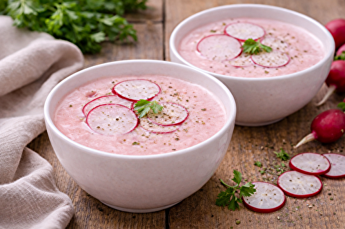 Velouté rose de radis et pomme de terre au cookéo