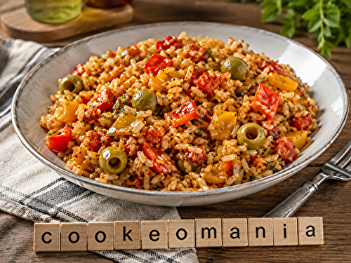 Riz complet aux poivrons et olives au Cookeo, le plat végétarien simple et parfumé au multicuiseur cookéo