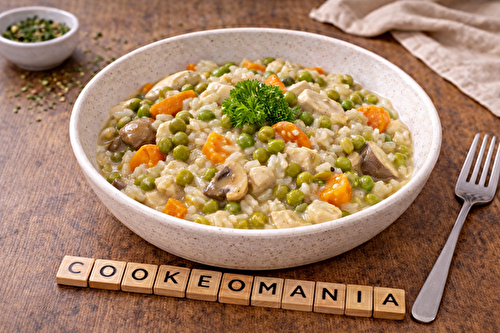 Riz crémeux au poulet et légumes façon blanquette au multicuiseur Moulinex