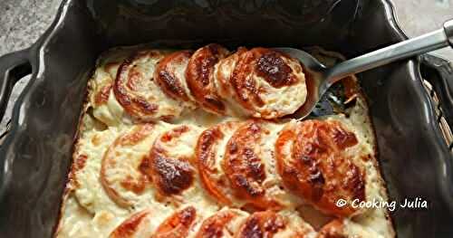 GRATIN DE PATATES DOUCES, AIL ET RACLETTE