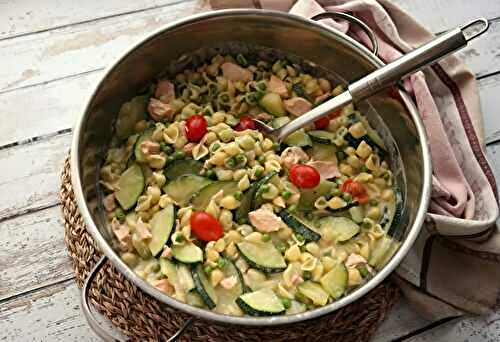 One pan pasta saumon et courgette