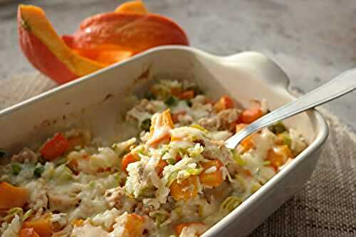 Gratin de riz au thon et au potimarron