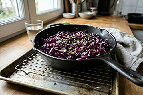 Salade de chou rouge marinée au citron vert et sa texture parfaite
