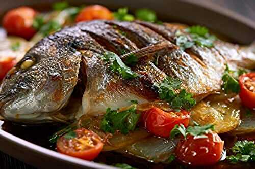 Dorade au four sur lit de légumes et marinade fusion