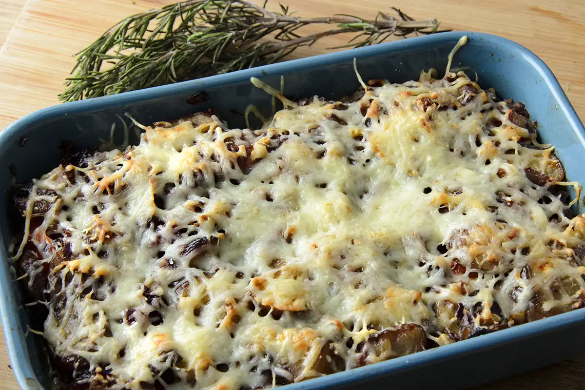 Gratin d'aubergine chinoise et lentilles