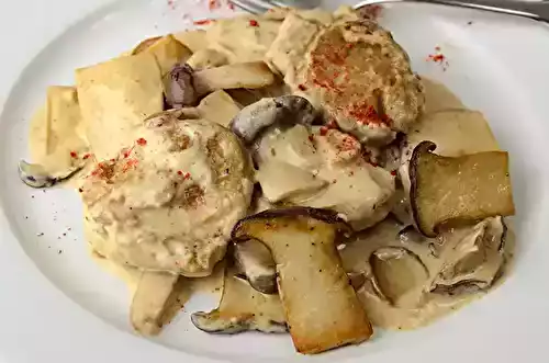 Protéines de soja texturées à la crème et aux champignons