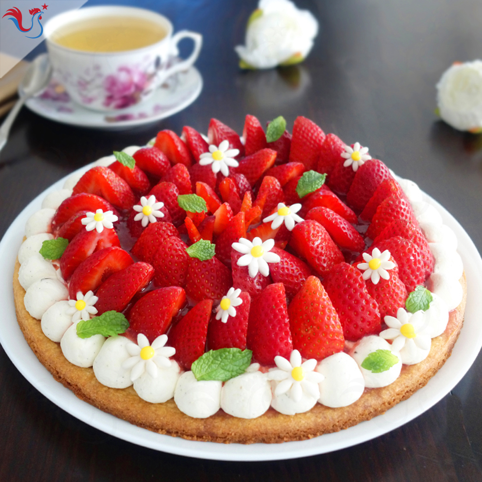 La Tarte aux Fraises sur sablé breton et crème mascarpone vanille