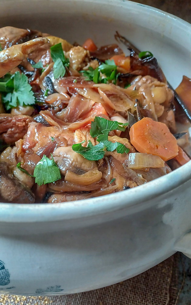 Cocotte de poulet aux champignons de Paris