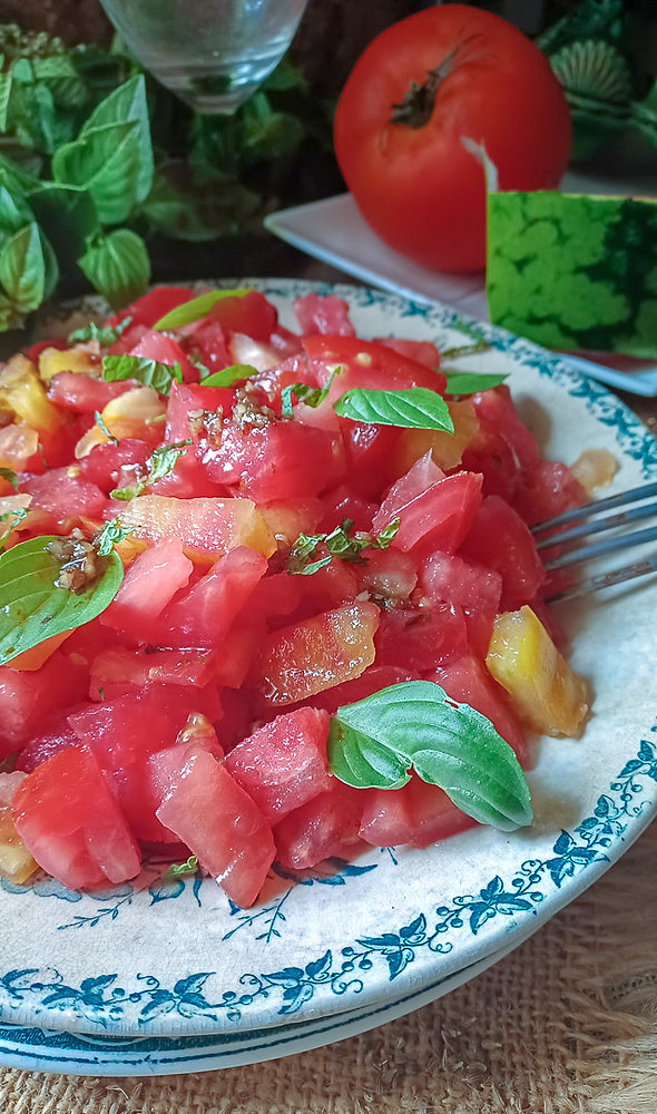 Tartare tomate et pastèque façon Laurent Mariotte