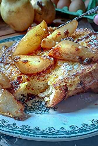 Pain perdu d'automne à la brioche et aux poires