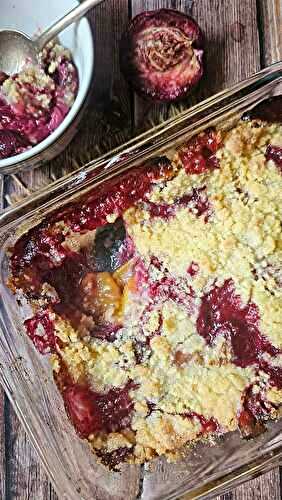Crumble aux deux pêches : pêche de vigne & pêche jaune