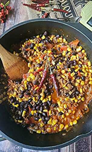 Chili con carne anti-gaspi aux haricots noirs et maïs