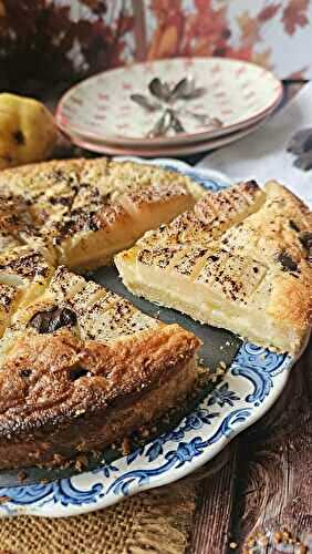 La version rustique : tarte amandine poire et chocolat sur pâte sablée