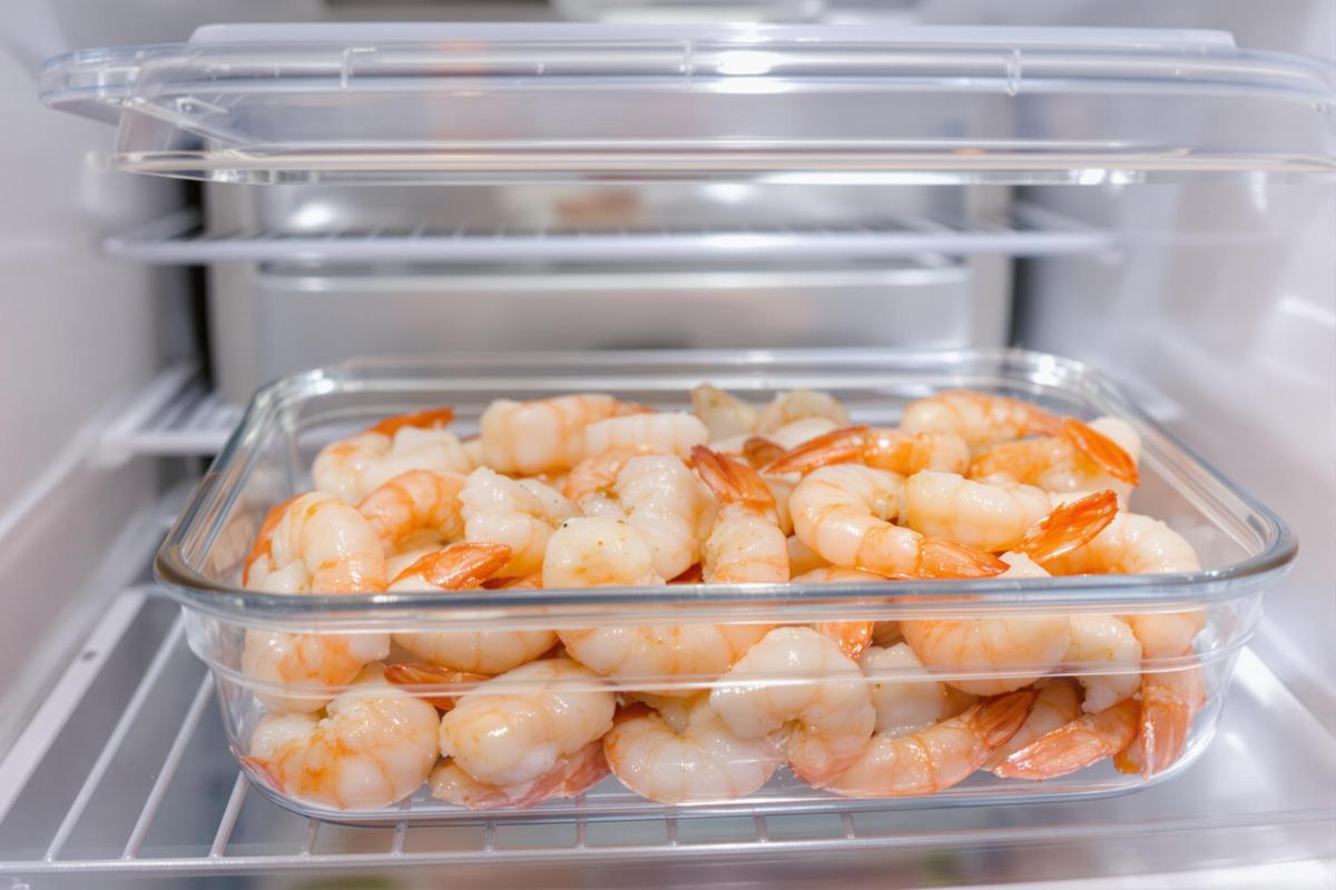 Comment conserver des crevettes cuites non décortiquées au frigo ?