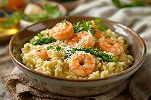 Découvrez le secret du risotto aux crevettes et asperges que tout le monde adore