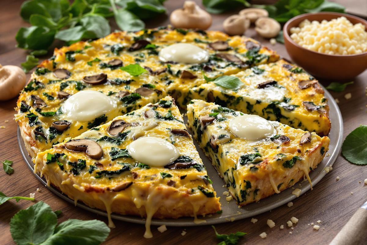 Frittata gourmande aux champignons, épinards et mozzarella : la recette saine qui régale tout le monde