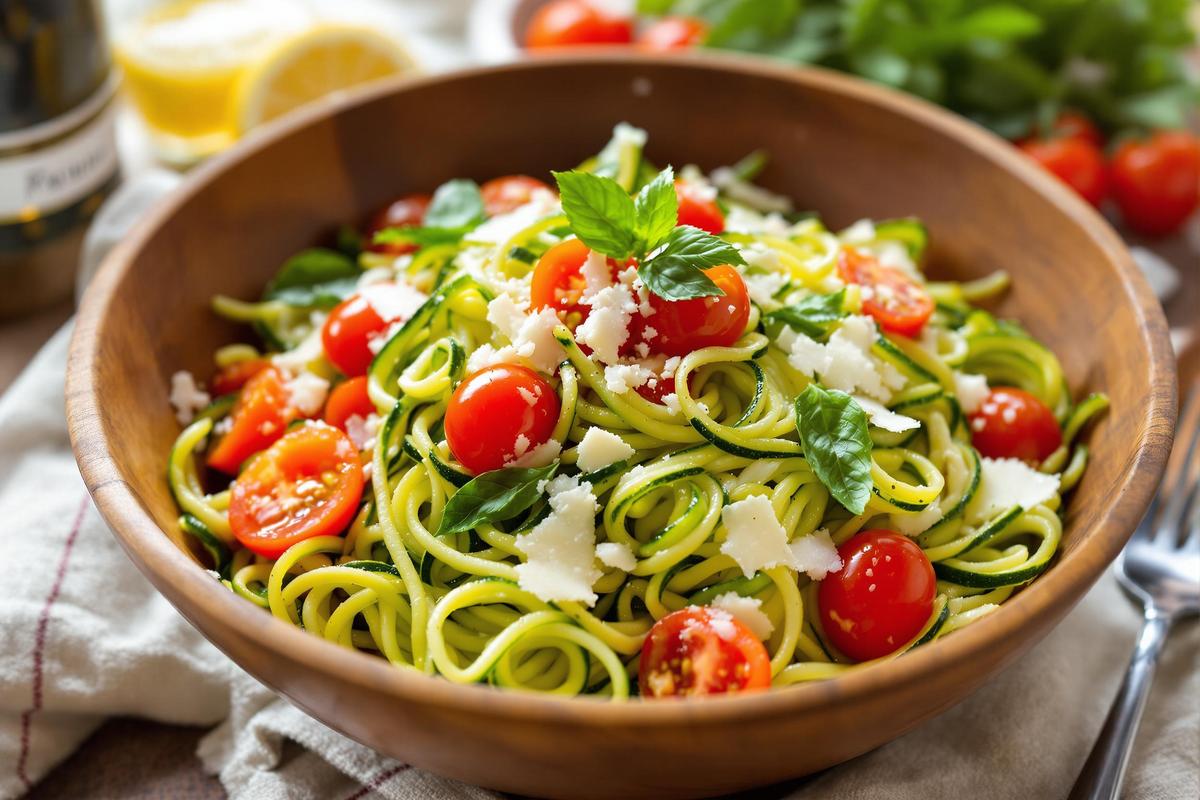 Recette tagliatelles de courgettes en salade