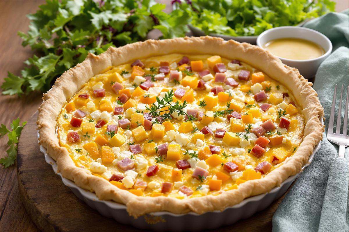 Une quiche savoureuse et saine : découvrez notre recette butternut, chèvre et jambon validée par une diététicienne