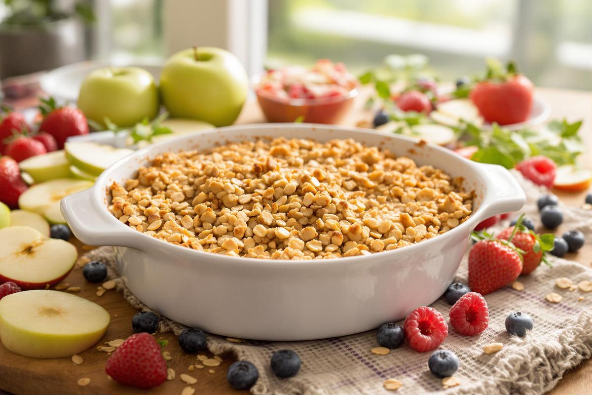 Crumble flocons d’avoine sans beurre : recette facile