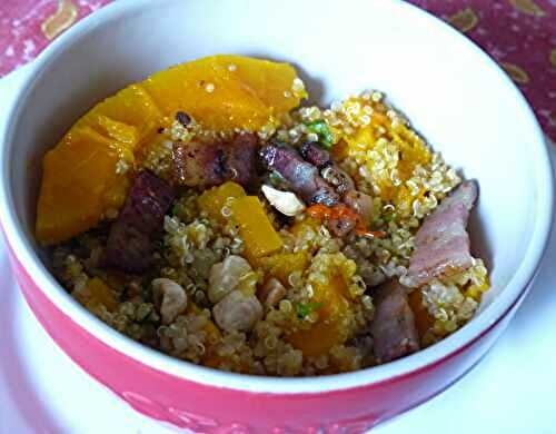 Bol de quinoa potimarron et lard fumé