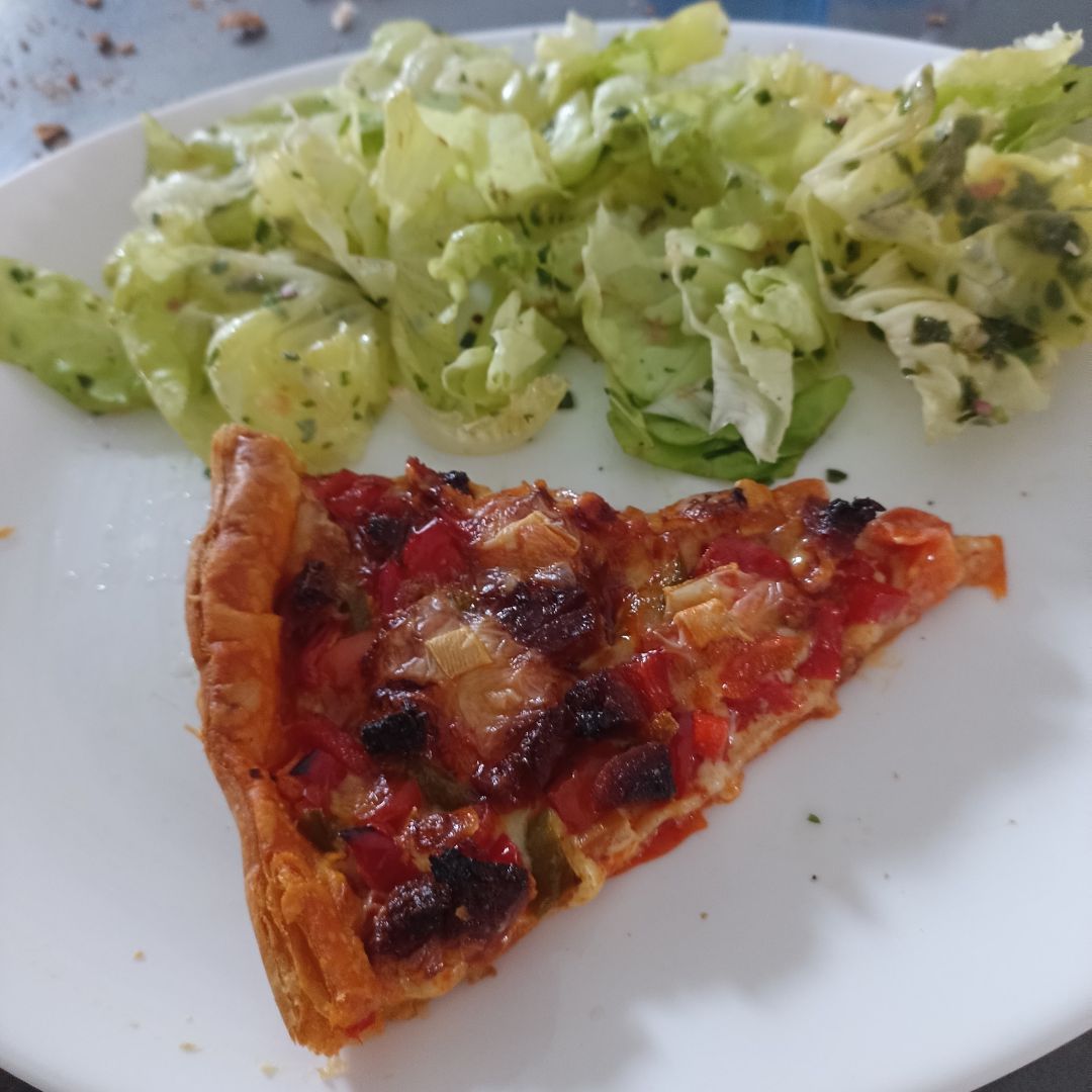 Tarte aux poivrons avec chorizo et Reblochon