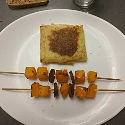 Brochettes de butternut et chorizo au combi  ninja