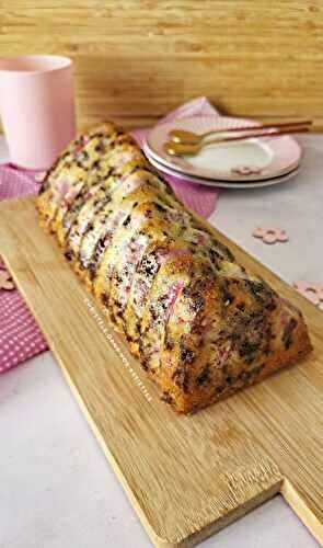 Cake framboises et vermicelles de chocolat