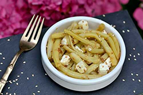 Salade de haricots beurre à la féta et à la sauce soja