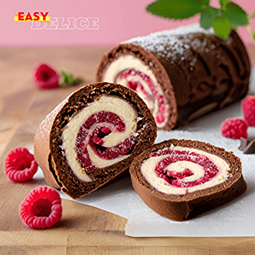 Bûche chocolat framboises