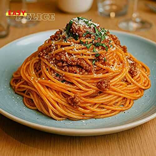 Spaghetti Crémeuse à l’Ail et Sauce Bolognaise