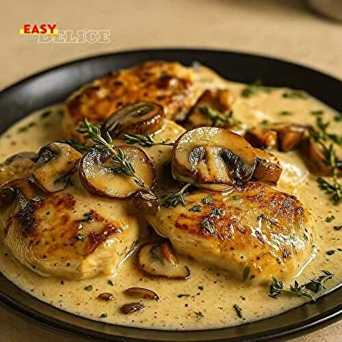 Le Poulet le Plus Tendre dans une Sauce Crémeuse aux Champignons