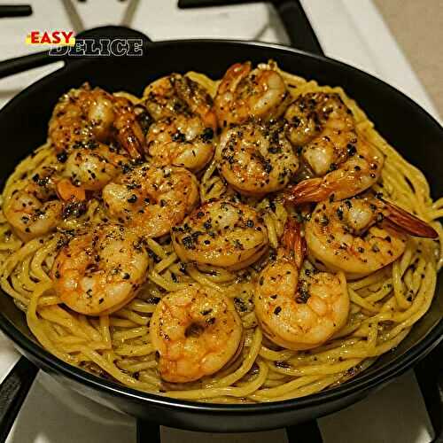 Pâtes aux Crevettes, Ail, Beurre et Herbes