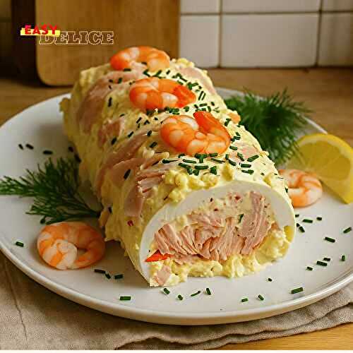 Bûche Salée aux Saveurs de la Mer (Froide et Gourmande) – Recette Festive Facile et Raffinée