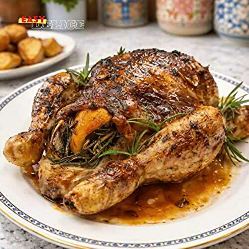 Poulet Rôti au Citron, Romarin et Vin Blanc