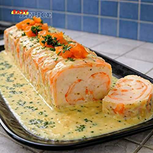 Roulade de Saumon Farcie aux Crevettes et Noix de Saint-Jacques à la Crème Citronnée