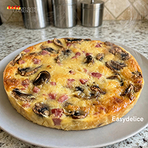 Quiche sans pâte au Jambon & Champignons — Crémeuse, Fondante et Inratable !