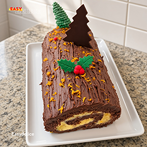 Bûche Chocolat & Orange — Génoise Moelleuse, Crème d’Orange et Ganache Intense