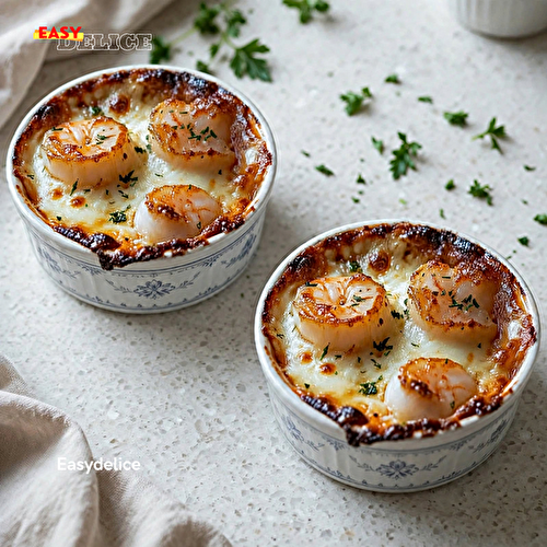 Noix de Saint-Jacques Gratinées à la Crème & aux Échalotes