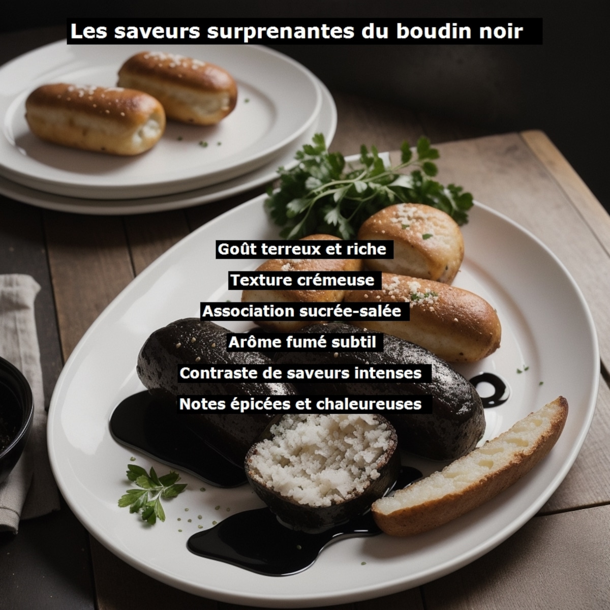 Boudin noir avec des associations étonnantes.