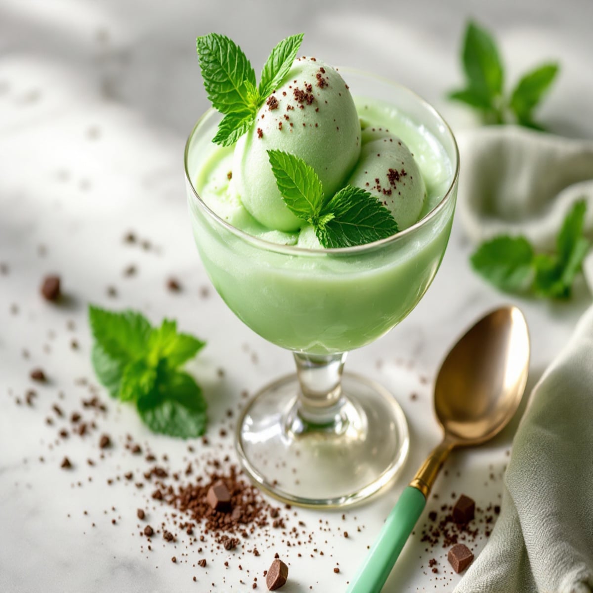 Sorbet à la menthe poivrée - une fraîcheur glacée maison