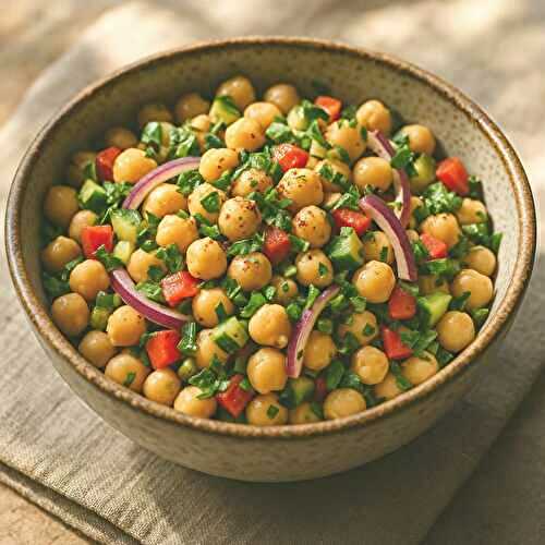 Salade de pois chiches à l’orientale prête en 10 minutes