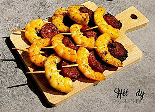 Brochettes de crevettes au chorizo